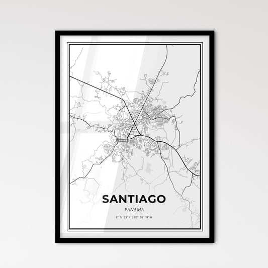 Santiago Panama - Scandinavian Style City Map for Modern Home Decor