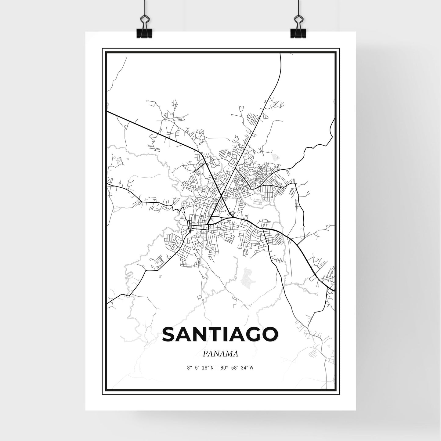 Santiago Panama - Premium City Map Poster