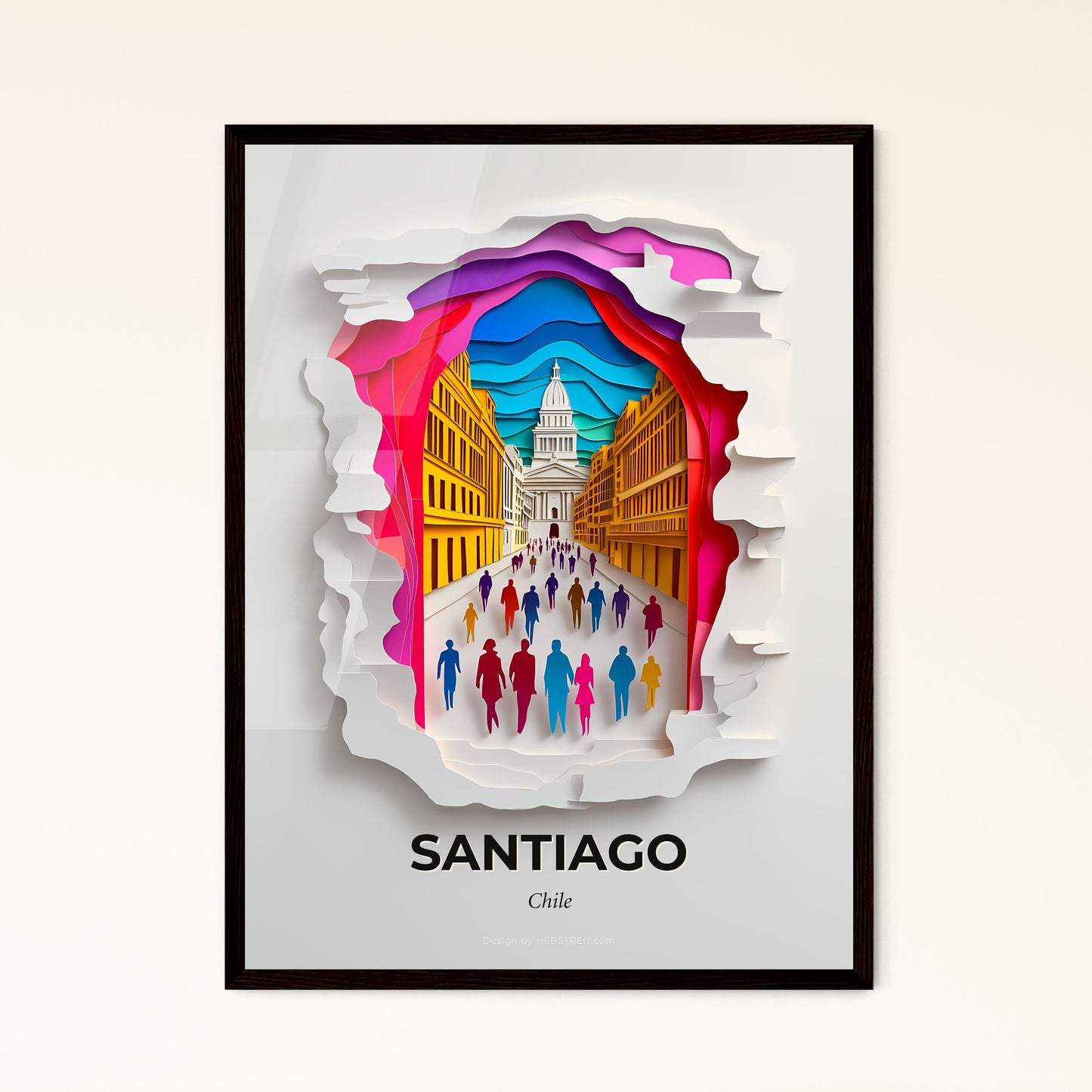 Vivid Santiago, Chile - a paper cut of a city with people walking