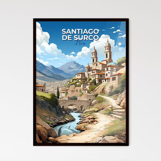 Artistic Skyline of Santiago de Surco Peru with River and Mountains Landscape Painting Default Title