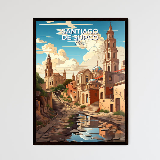 Vibrant Stone Road Painting Leading to Andean Town Skyline, Santiago de Surco Peru Default Title