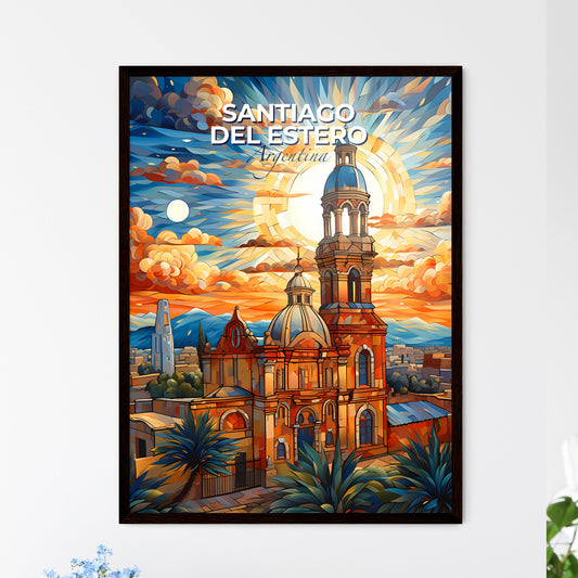 Vibrant Art Depicting Santiago del Estero Skyline with Central Tower Buildings and Cityscape Default Title