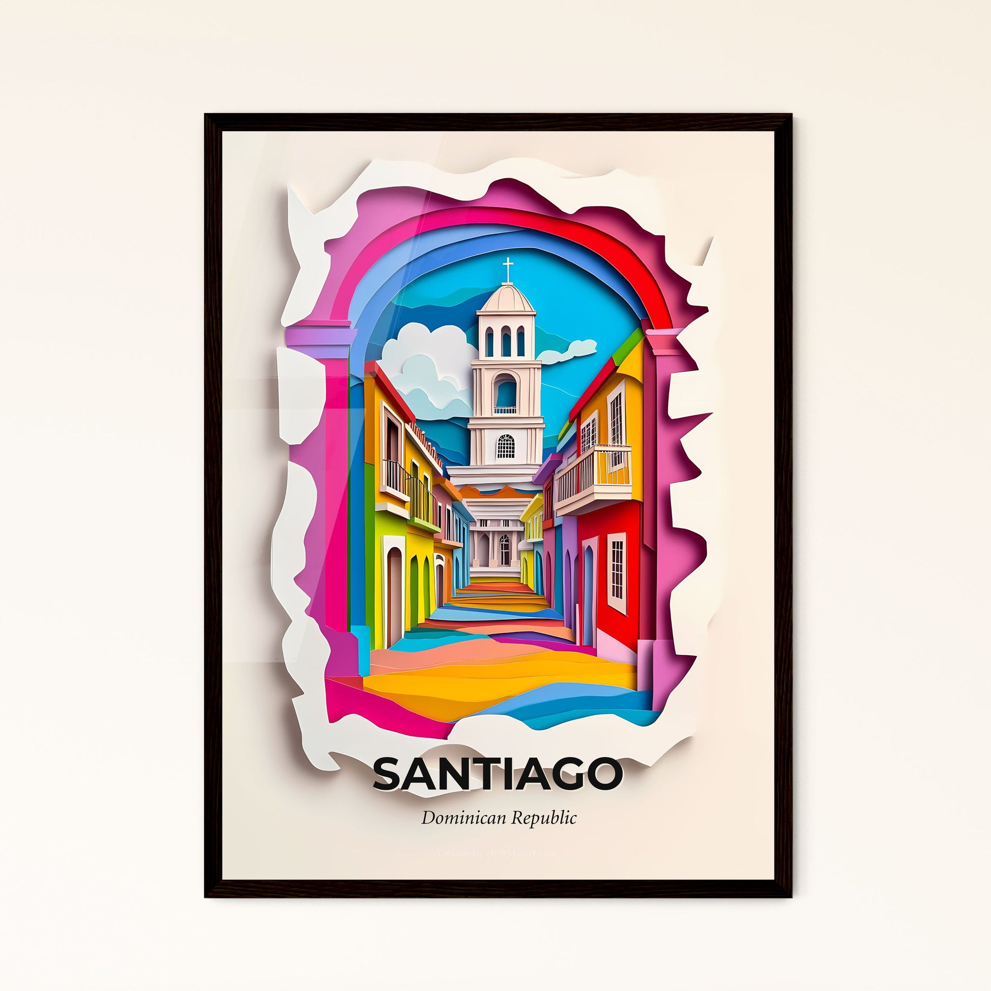 Vivid Santiago, Dominican Republic - a colorful picture of a church in a city