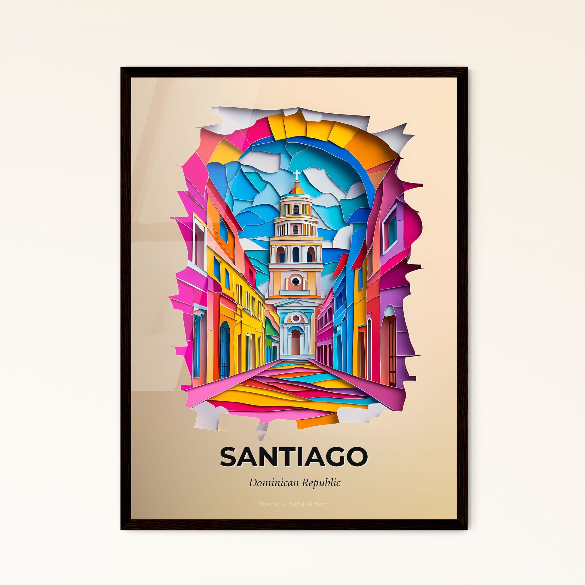 Vivid Santiago, Dominican Republic - a colorful picture of a church in a city