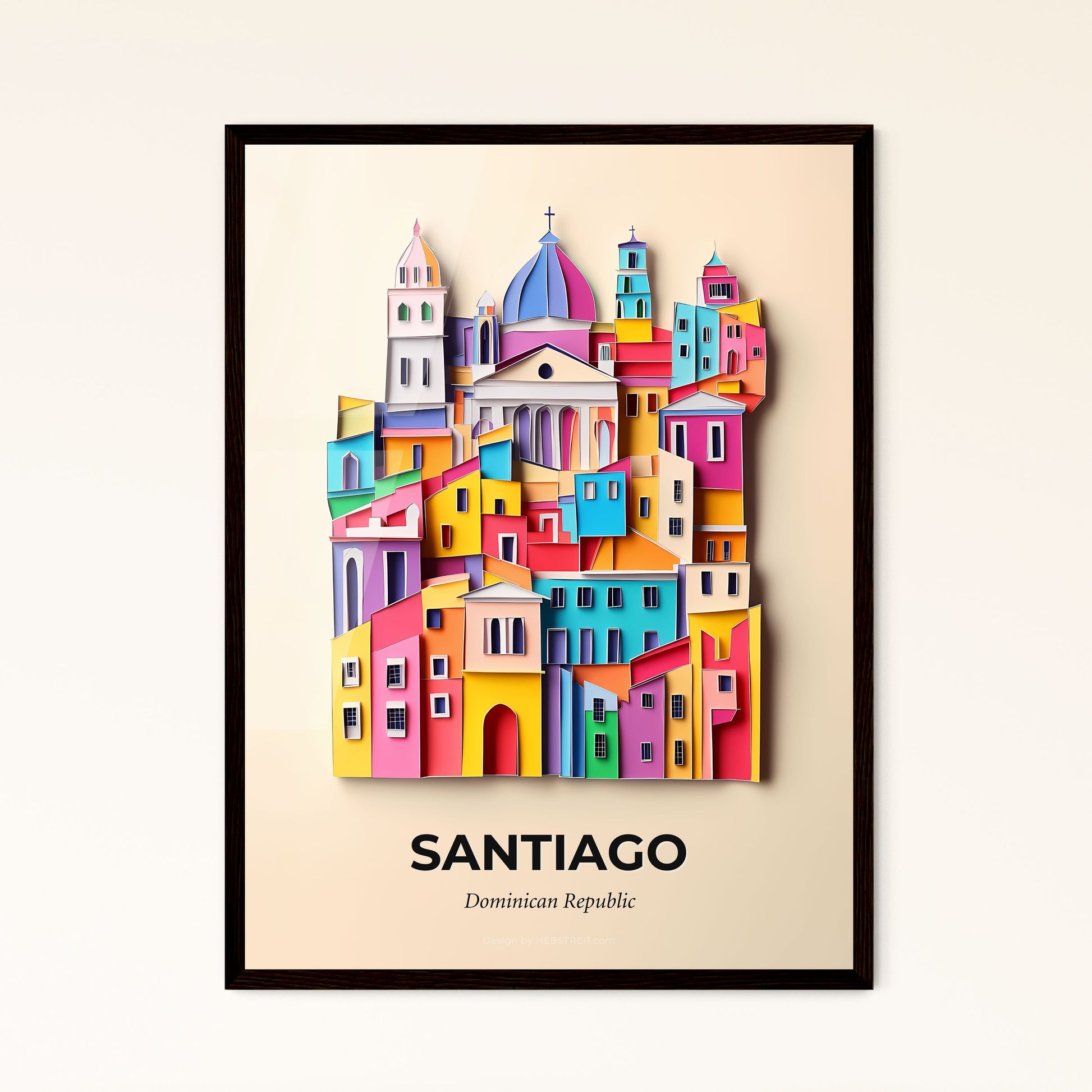 Vivid Santiago, Dominican Republic - a colorful city with a church on top of it