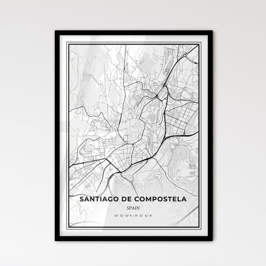 Santiago de Compostela Spain - Scandinavian Style City Map for Modern Home Decor