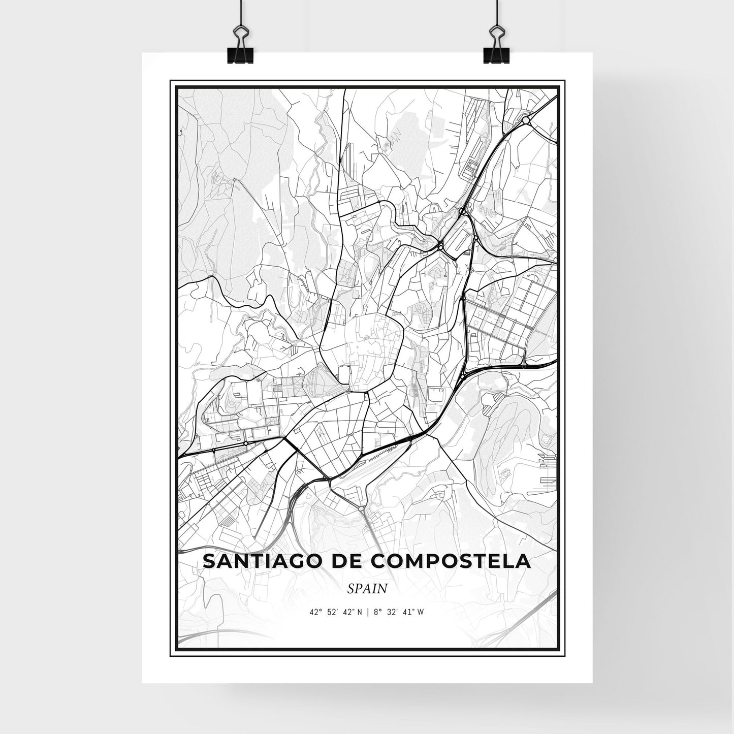 Santiago de Compostela Spain - Premium City Map Poster