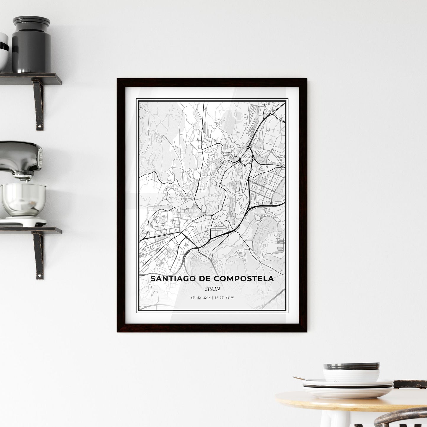 Santiago de Compostela Spain - Minimal City Map