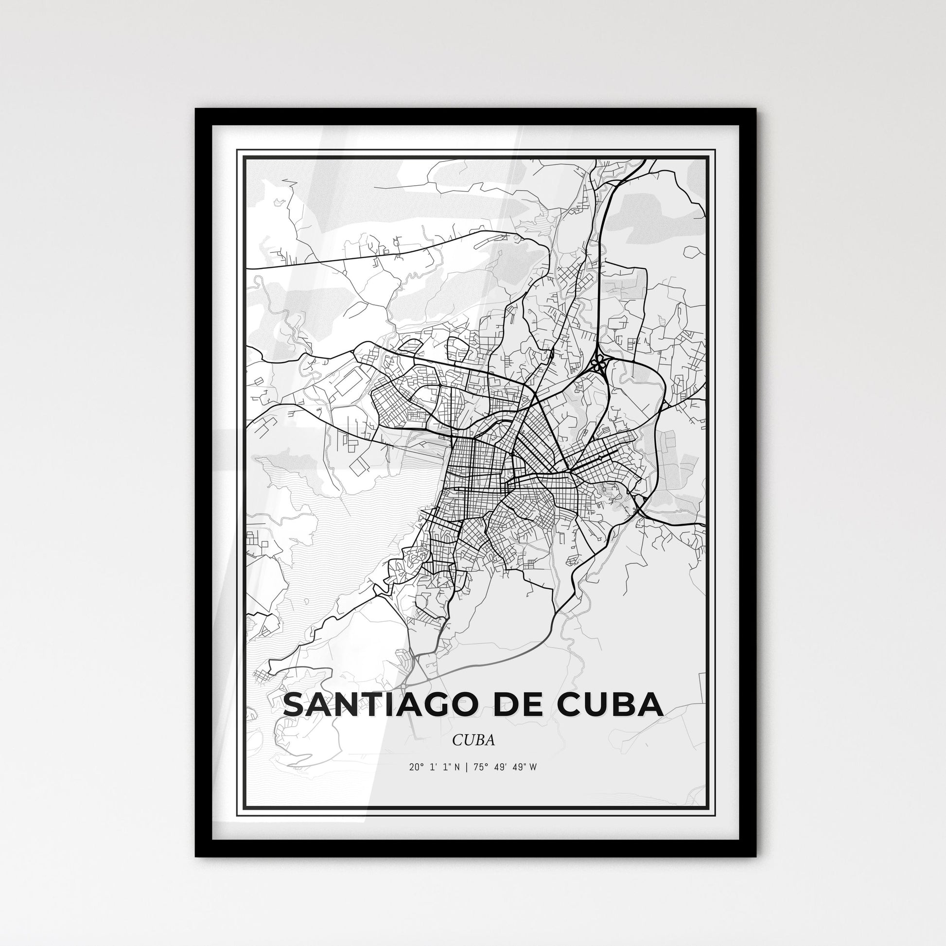 Santiago de Cuba Cuba - Scandinavian Style City Map for Modern Home Decor