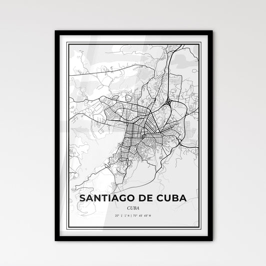 Santiago de Cuba Cuba - Scandinavian Style City Map for Modern Home Decor