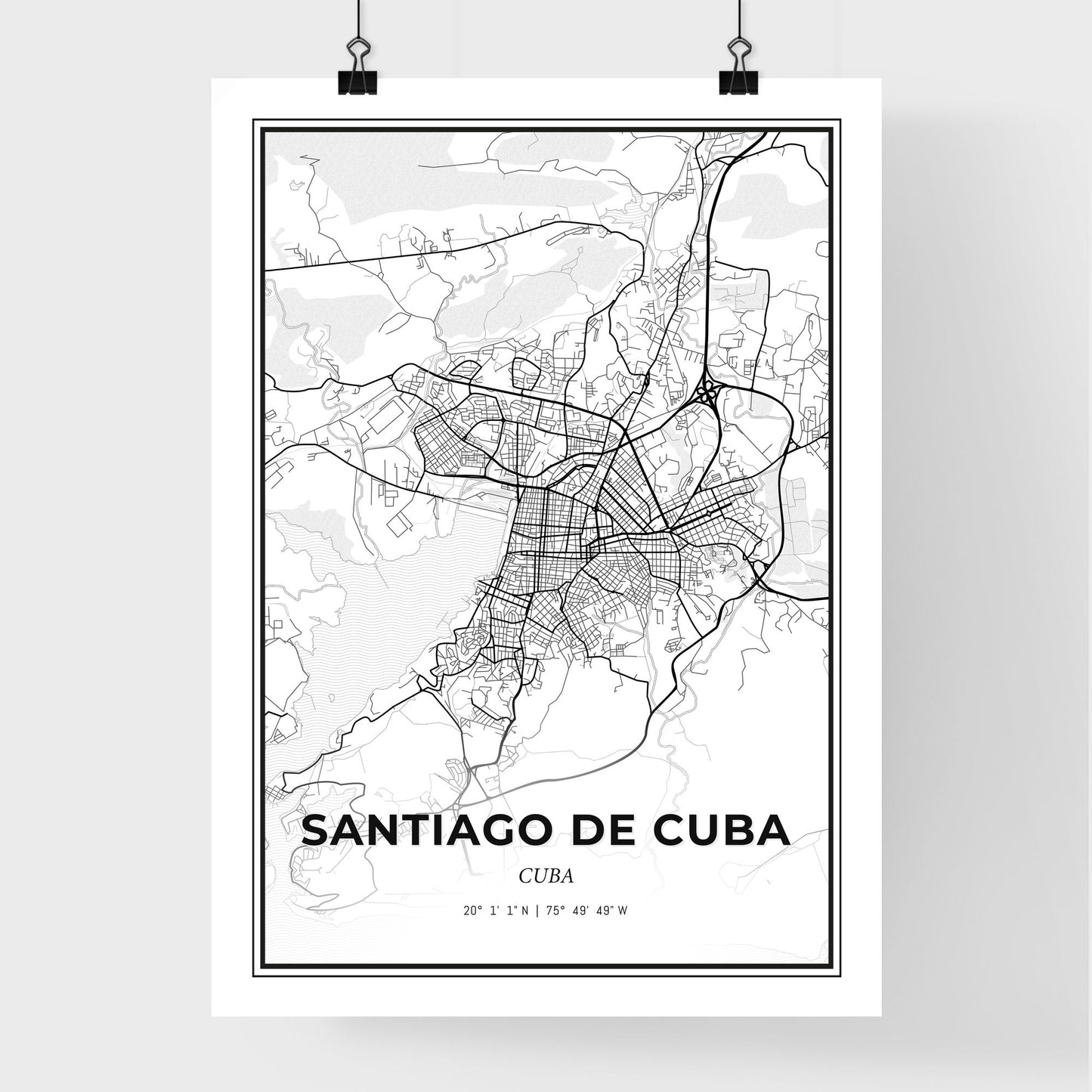 Santiago de Cuba Cuba - Premium City Map Poster