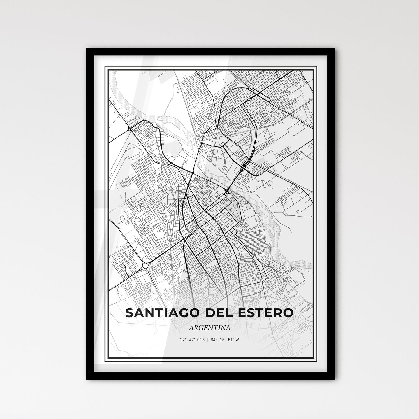 Santiago del Estero Argentina - Scandinavian Style City Map for Modern Home Decor