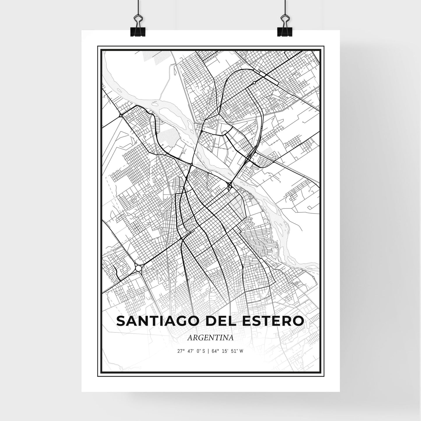 Santiago del Estero Argentina - Premium City Map Poster