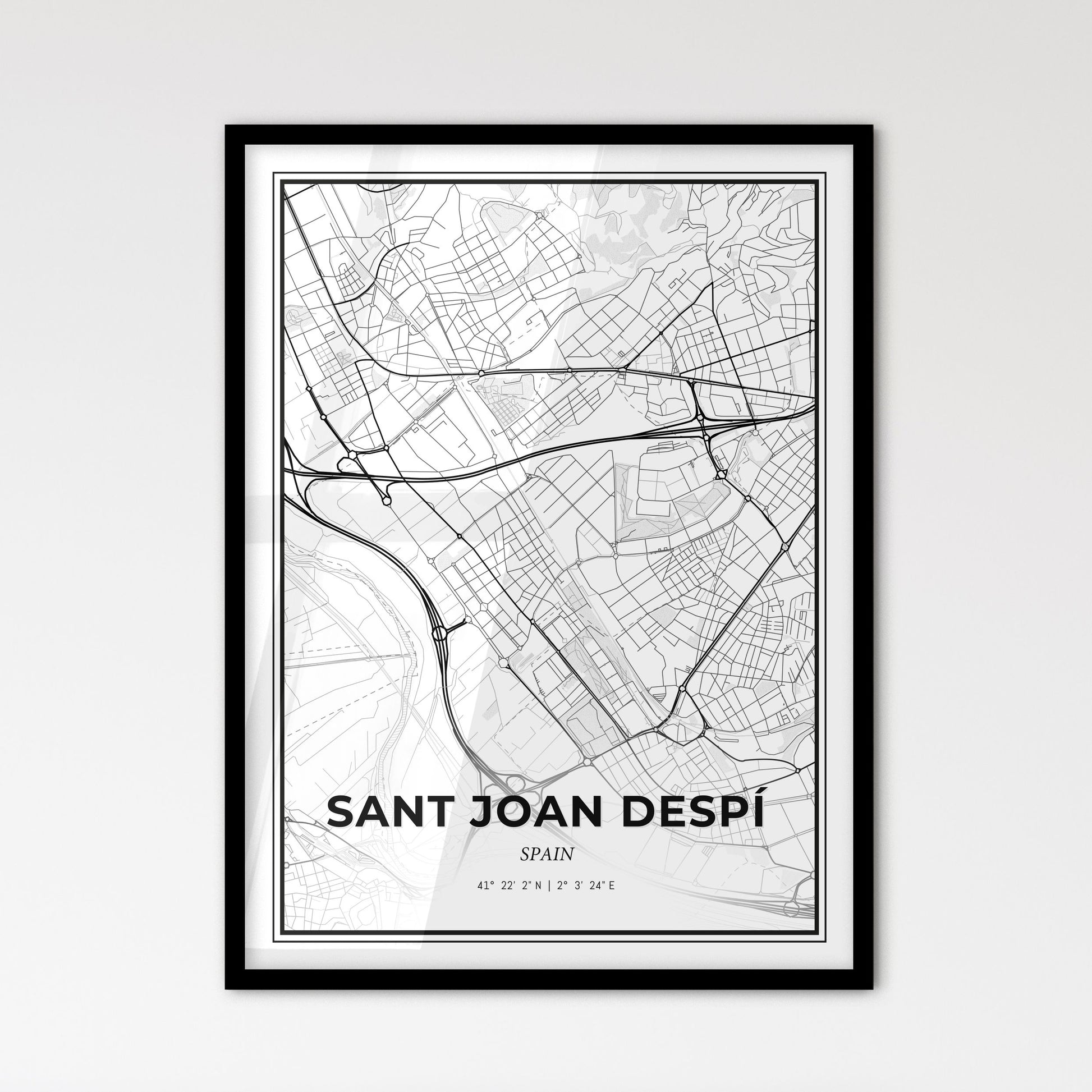 Sant Joan Despí Spain - Scandinavian Style City Map for Modern Home Decor