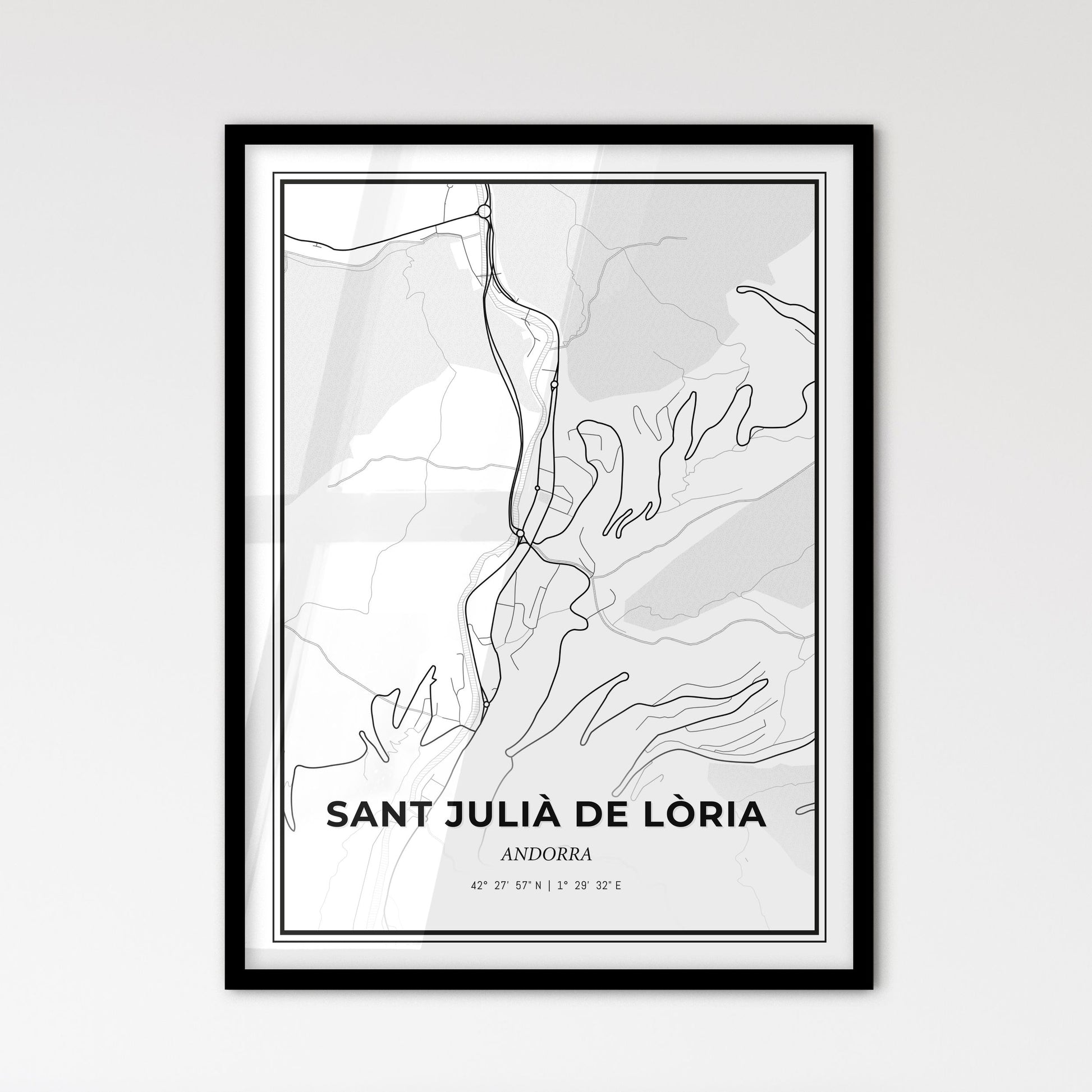 Sant Julià de Lòria Andorra - Scandinavian Style City Map for Modern Home Decor