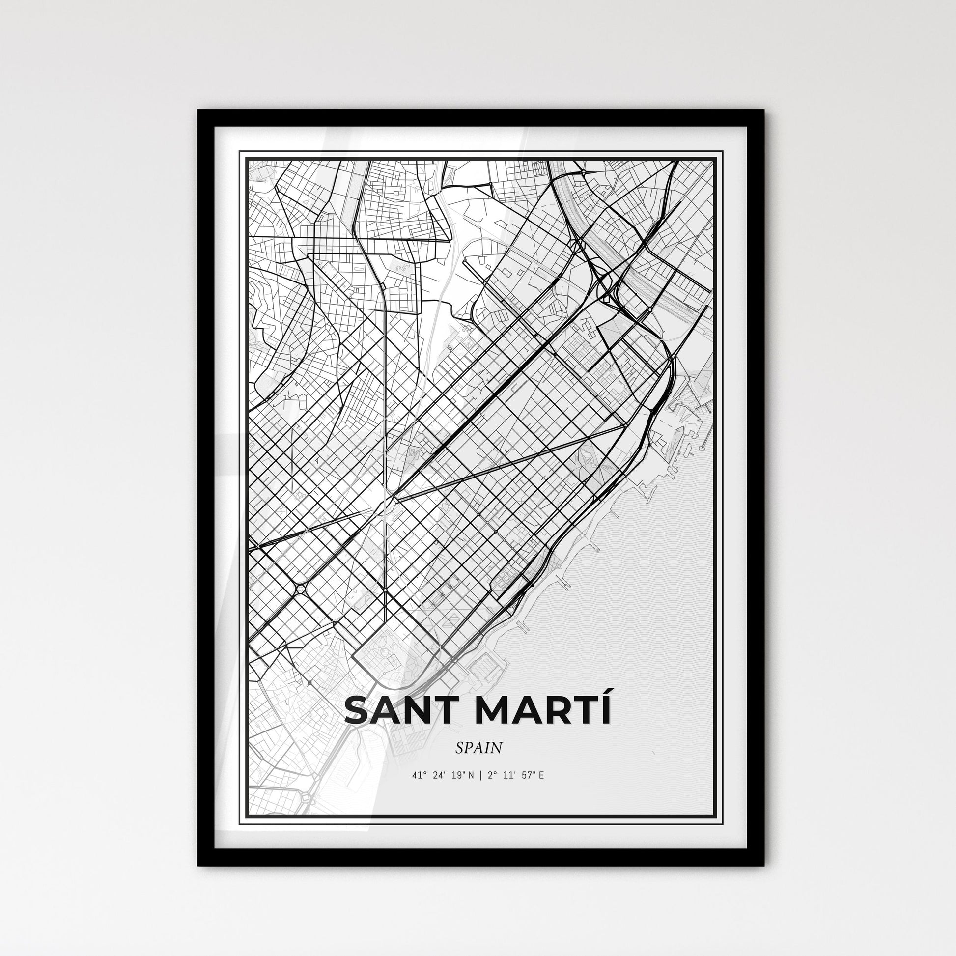 Sant Martí Spain - Scandinavian Style City Map for Modern Home Decor