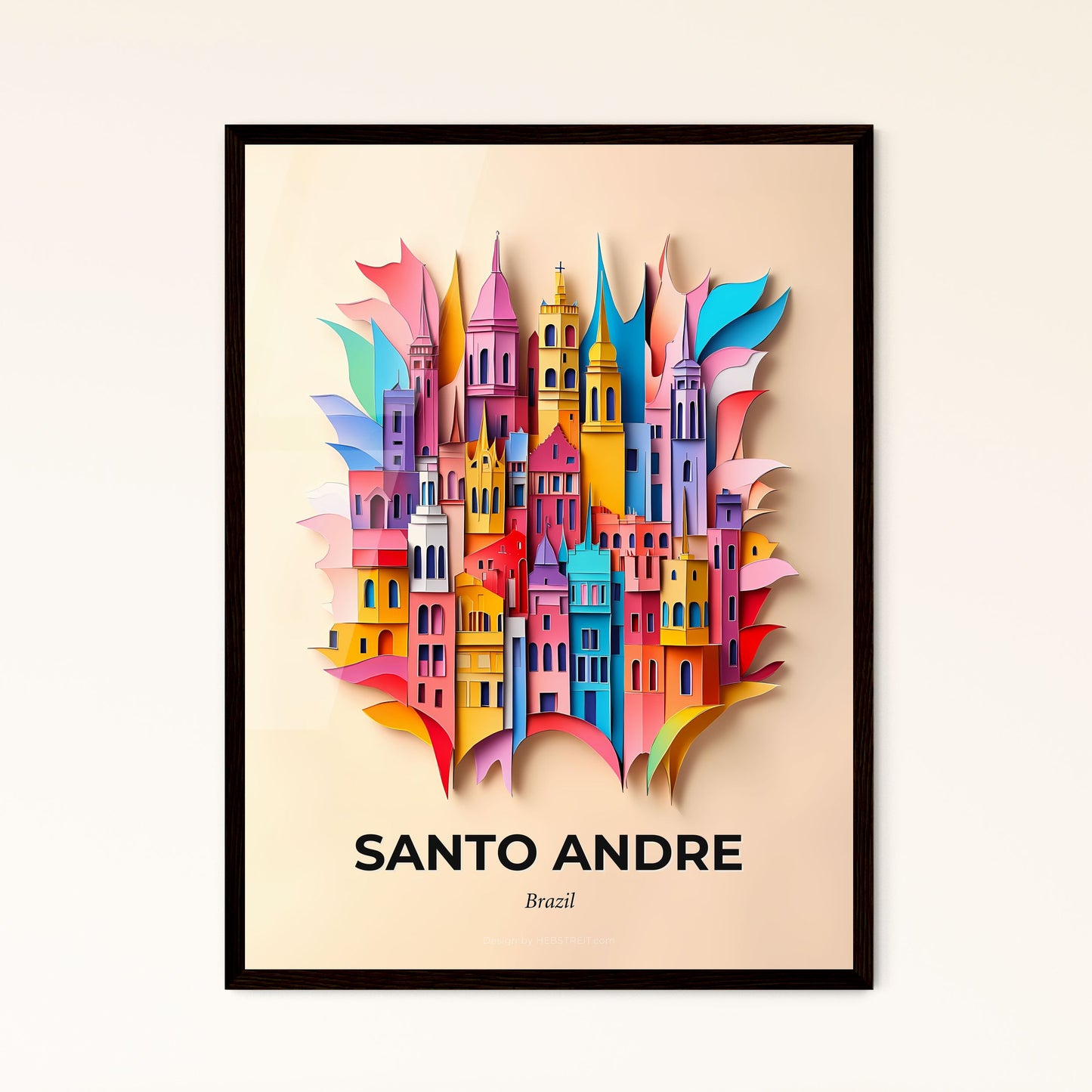 Vivid Santo Andre, Brazil - a colorful city with a clock tower on top of it