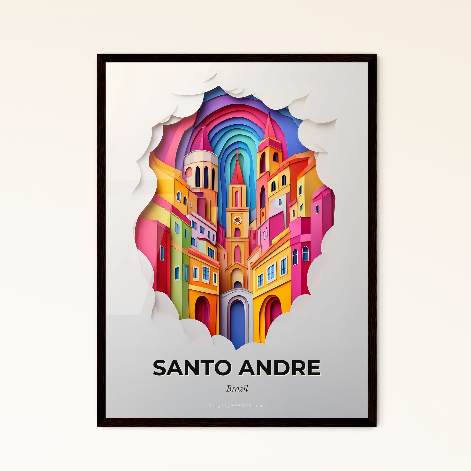 Vivid Santo Andre, Brazil - a paper cut of a city with a clock tower