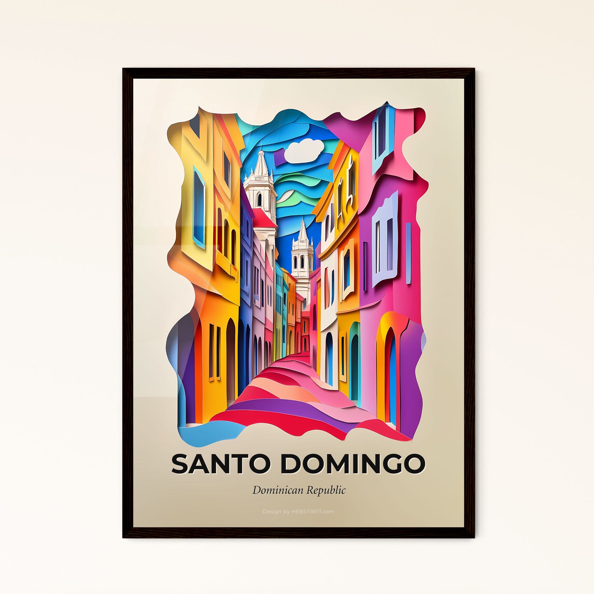 Vivid Santo Domingo, Dominican Republic - a colorful city street with a clock tower