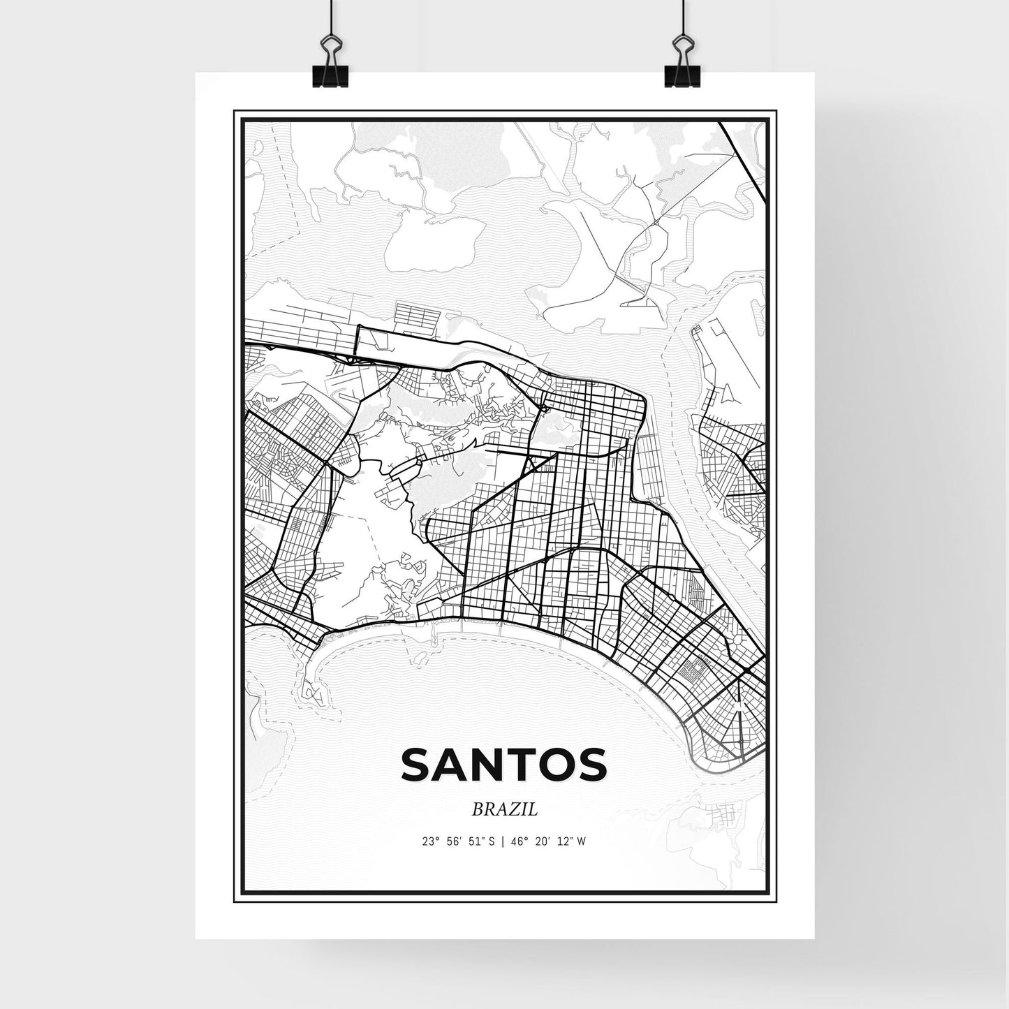 Santos Brazil - Premium City Map Poster