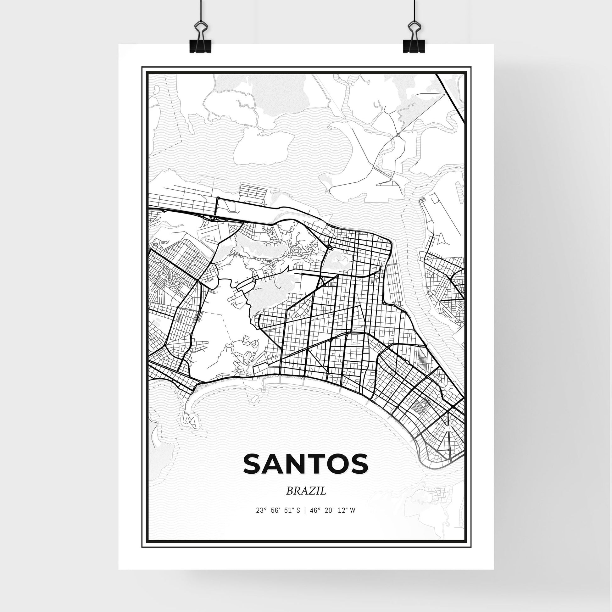 Santos Brazil - Premium City Map Poster