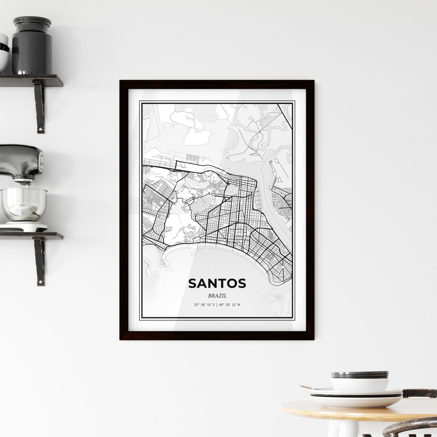 Santos Brazil - Minimal City Map