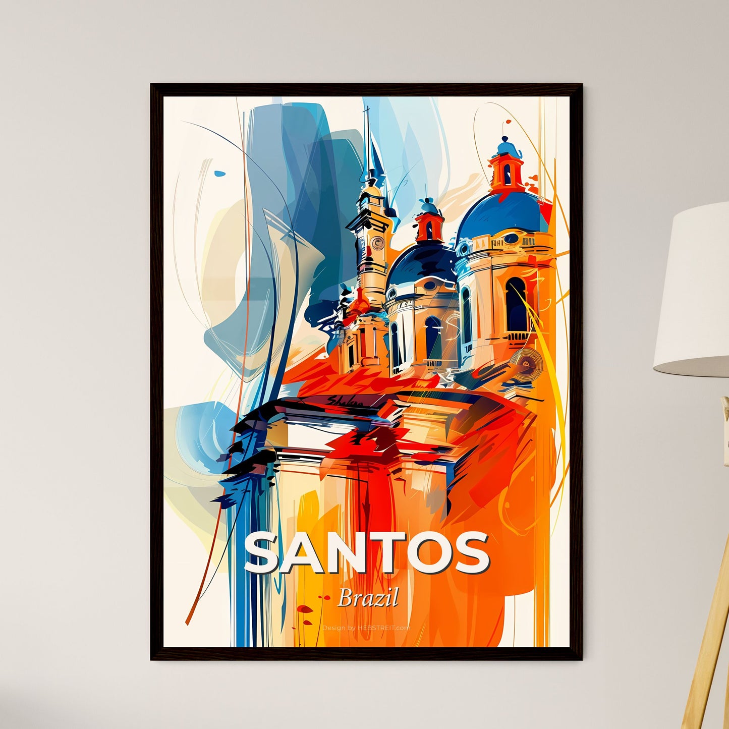 Vibrant Santos, Brazil - A Painting Of A Building