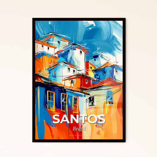 Vibrant Santos, Brazil - A Painting Of A Colorful Building