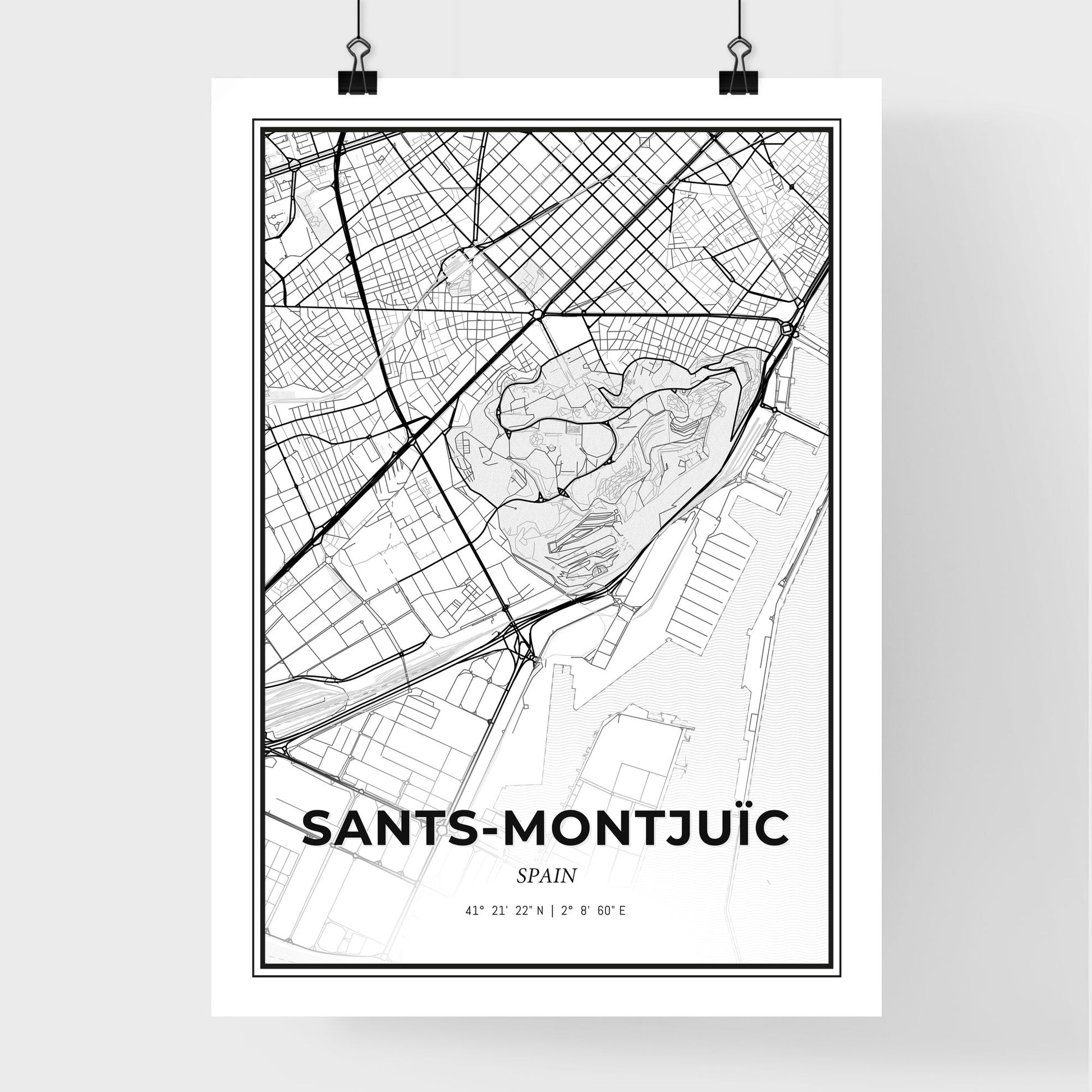 Sants-Montjuïc Spain - Premium City Map Poster