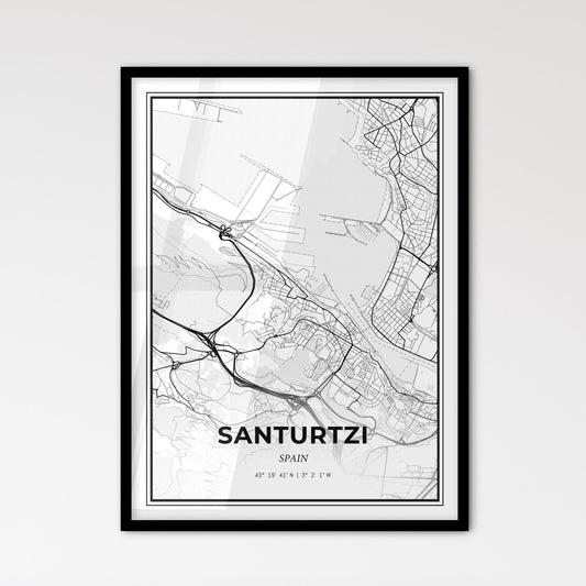 Santurtzi Spain - Scandinavian Style City Map for Modern Home Decor