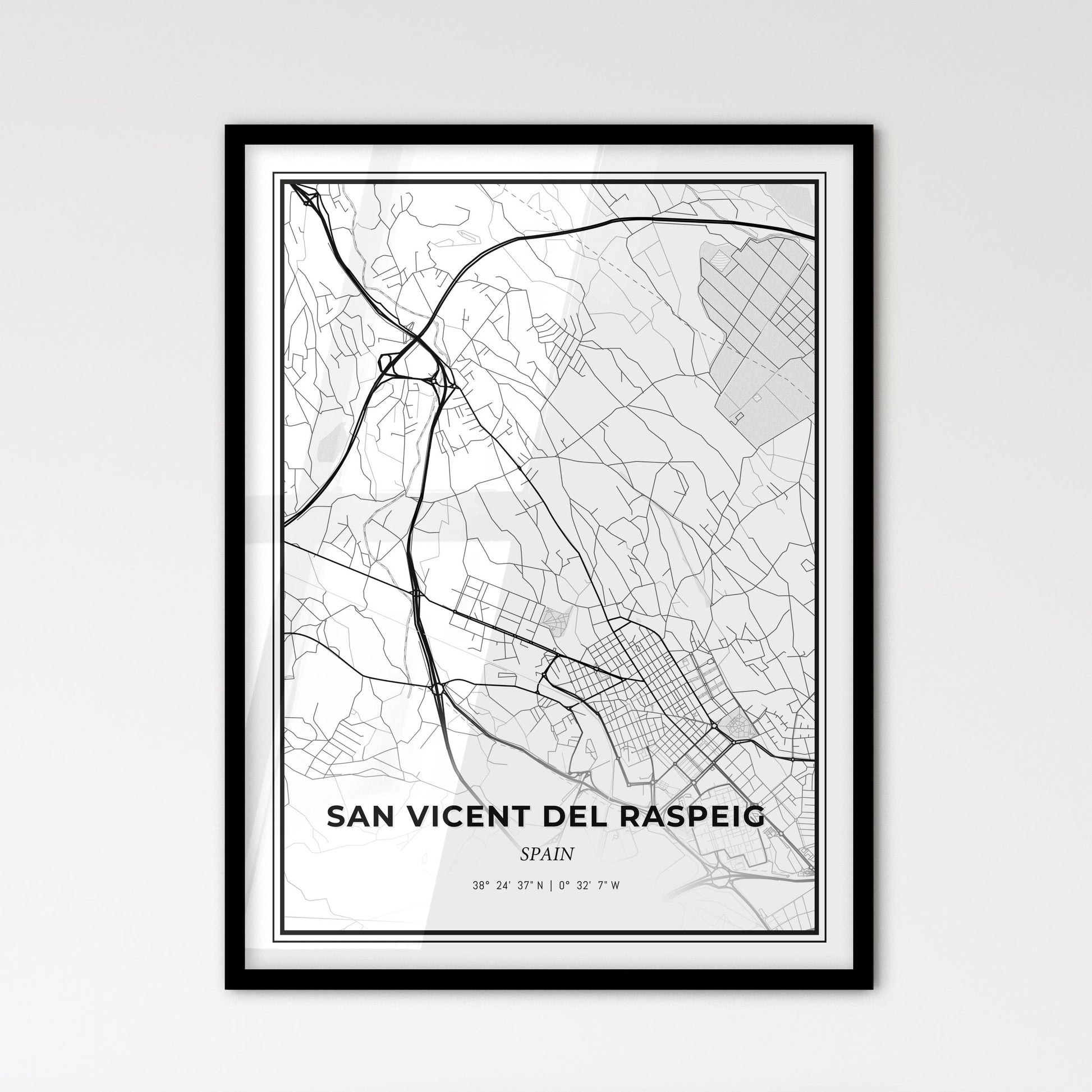 San Vicent del Raspeig Spain - Scandinavian Style City Map for Modern Home Decor