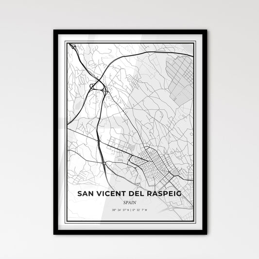 San Vicent del Raspeig Spain - Scandinavian Style City Map for Modern Home Decor