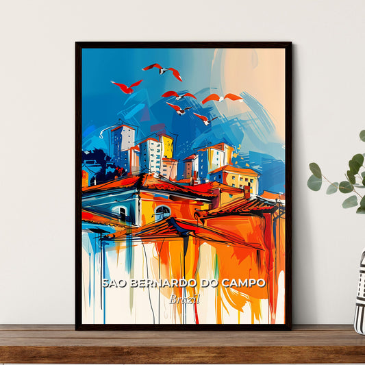 Vibrant Sao Bernardo Do Campo, Brazil - A Painting Of Buildings And Birds