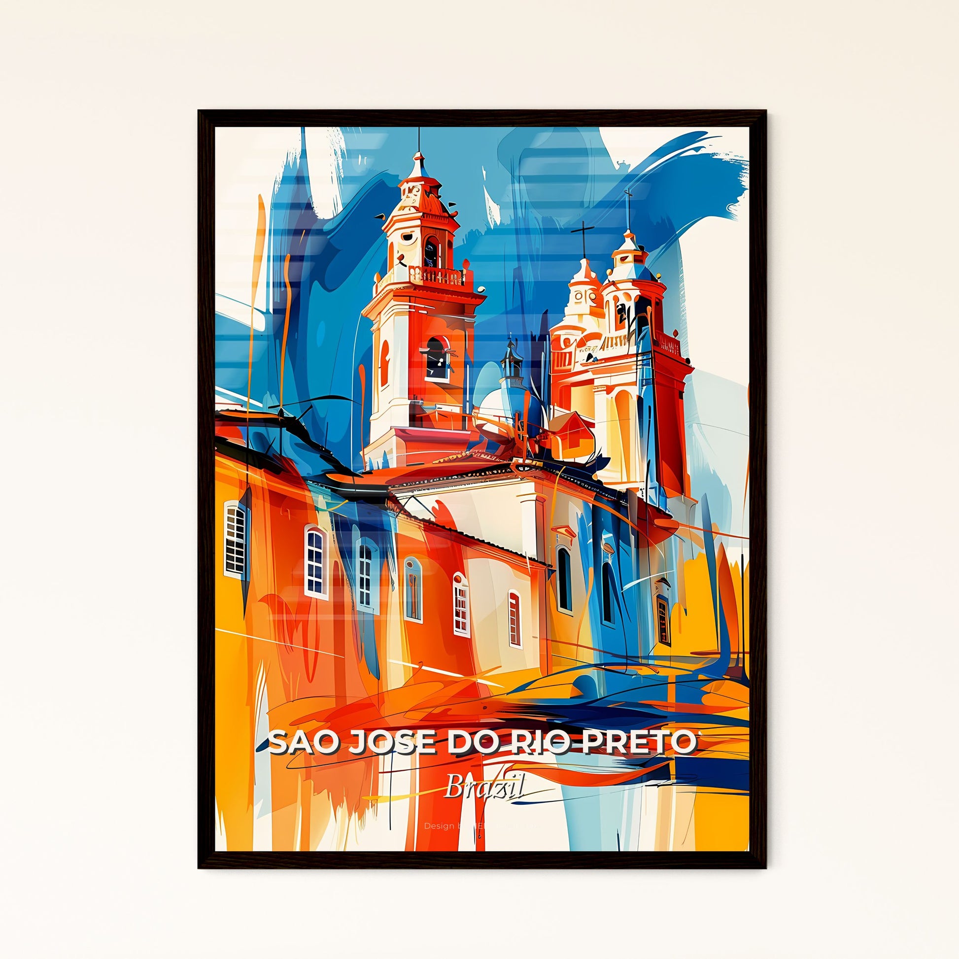 Vibrant Sao Jose Do Rio Preto, Brazil - A Painting Of A Building With Towers