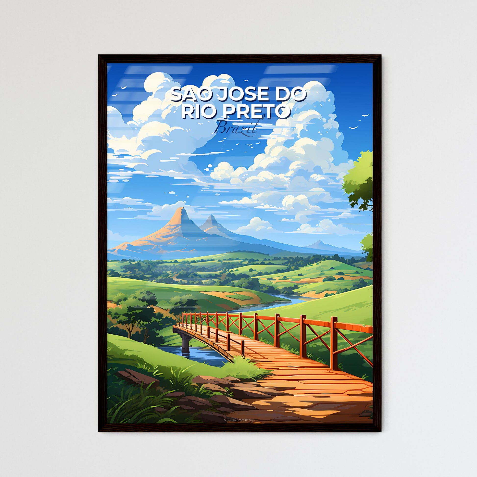 Sao Jose do Rio Preto Brazil City Skyline Bridge River Painting Art Default Title