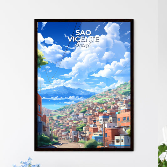 Vibrant Painting Landscape Sao Vicente City Skyline Brazil Hillside Art Default Title