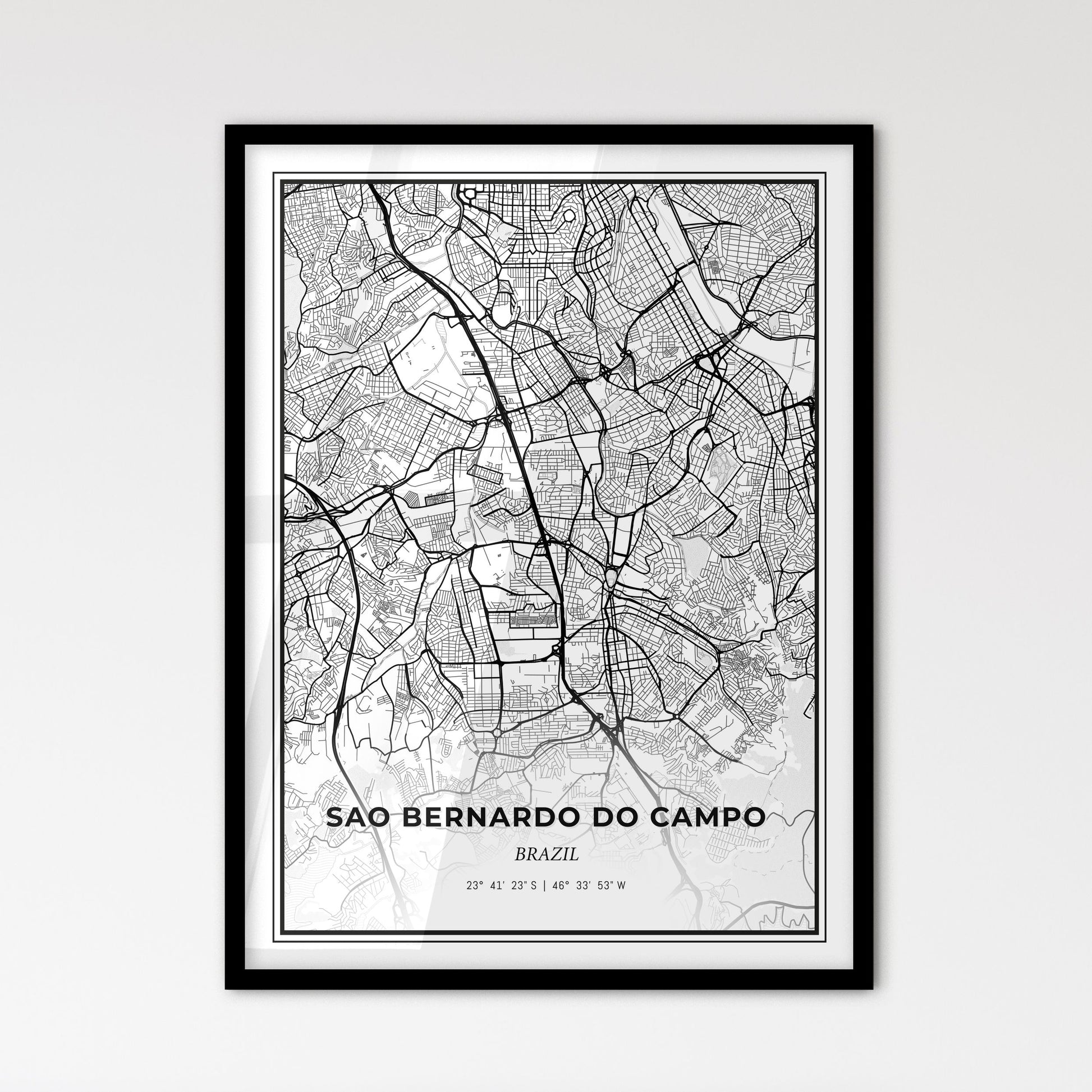 Sao Bernardo do Campo Brazil - Scandinavian Style City Map for Modern Home Decor