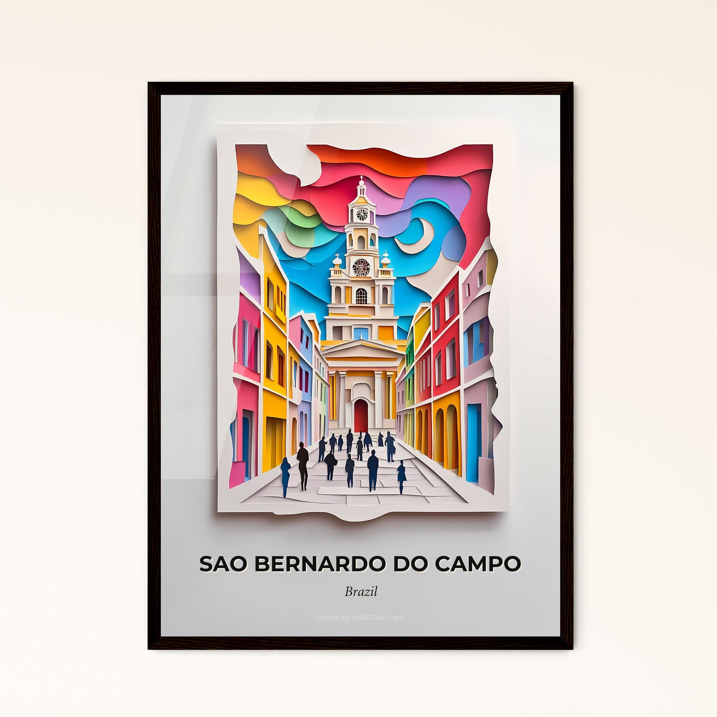 Vivid Sao Bernardo do Campo, Brazil - a painting of a church with people walking down the street