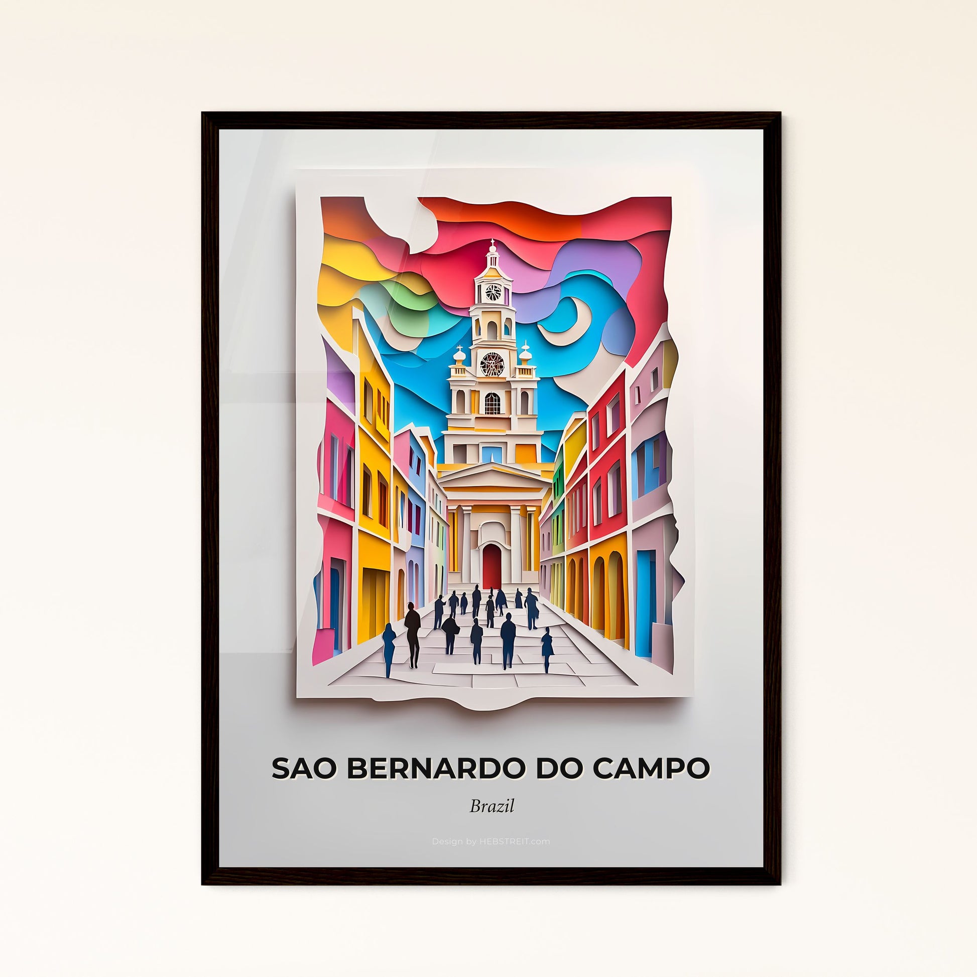 Vivid Sao Bernardo do Campo, Brazil - a painting of a church with people walking down the street