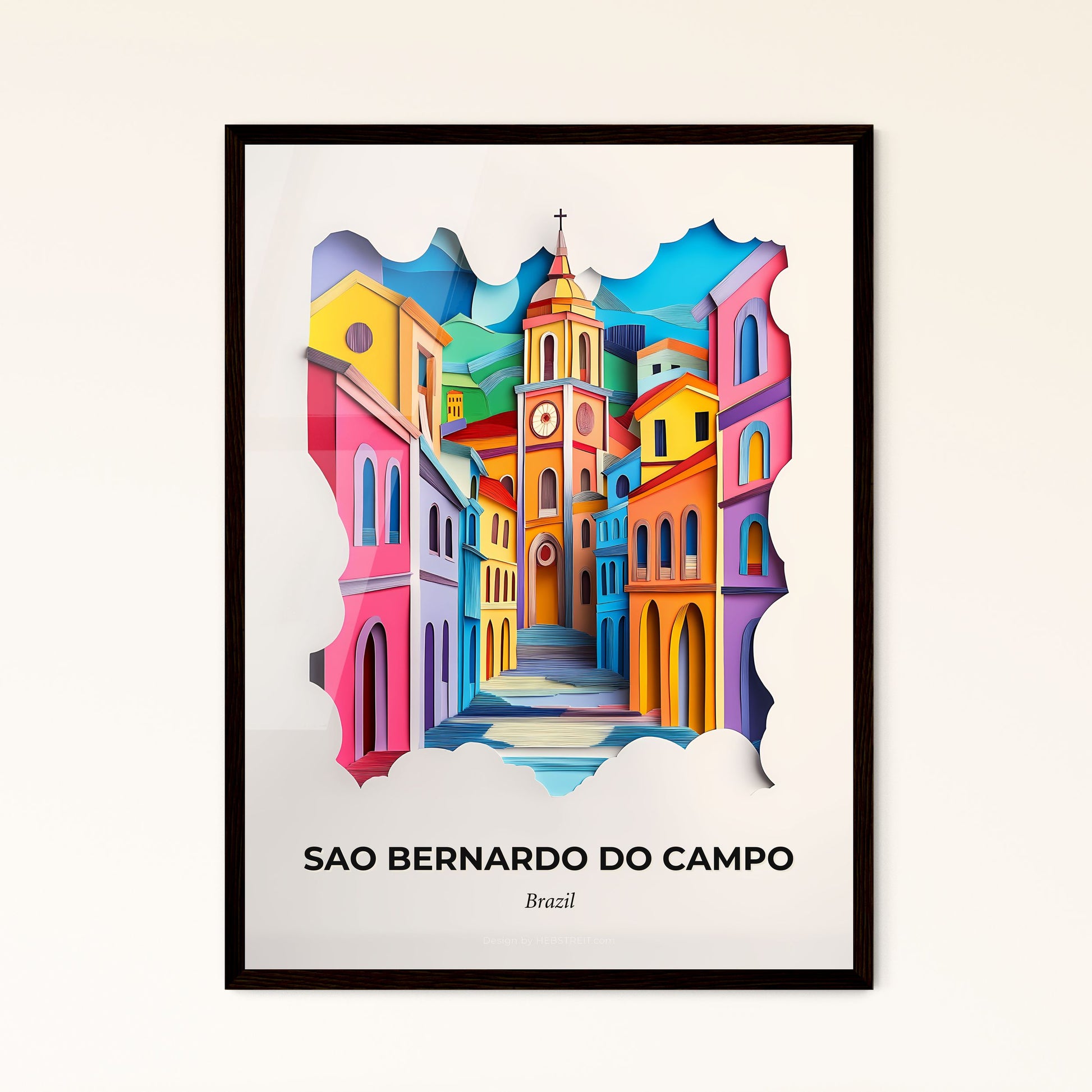 Vivid Sao Bernardo do Campo, Brazil - a colorful city scene with a clock tower