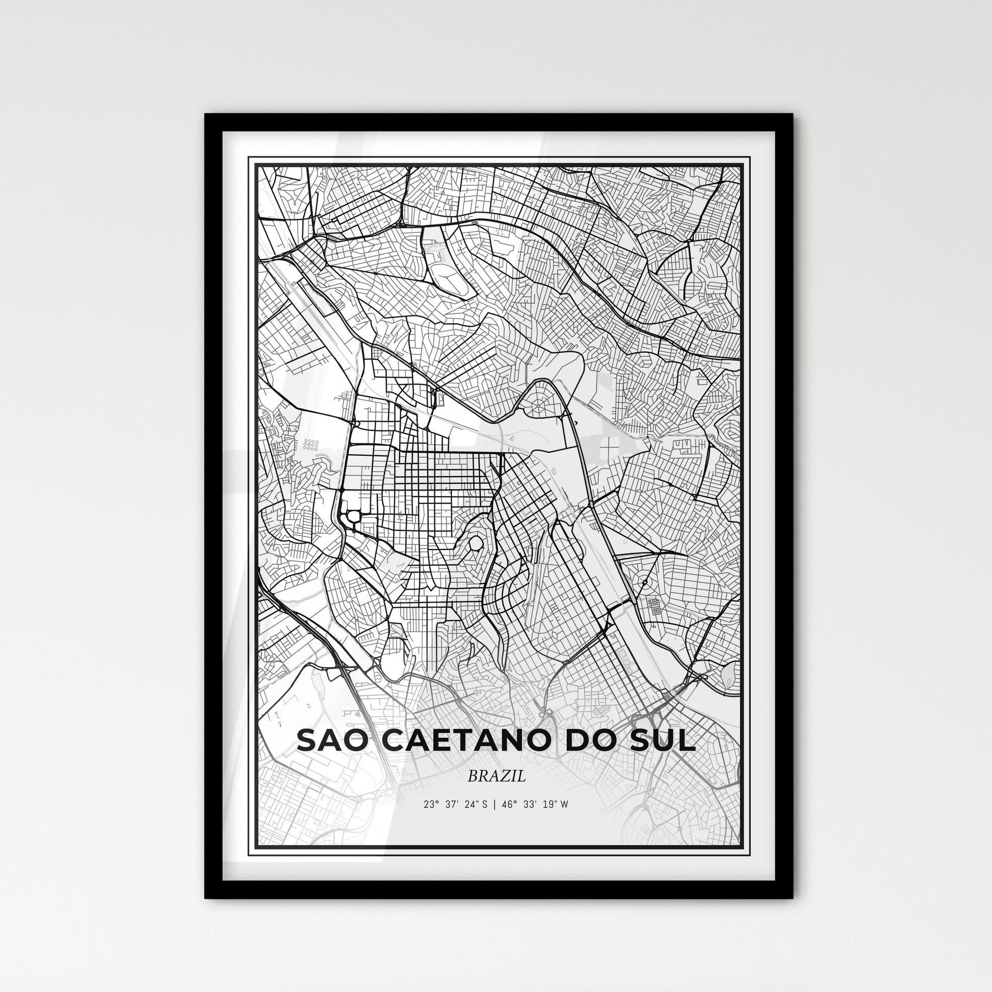 Sao Caetano do Sul Brazil - Scandinavian Style City Map for Modern Home Decor