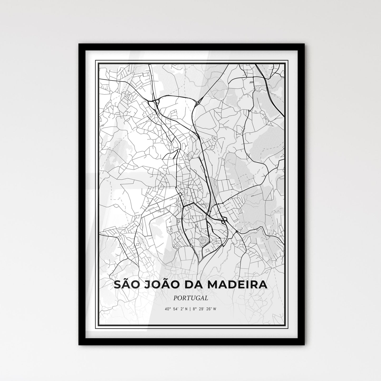 São João da Madeira Portugal - Scandinavian Style City Map for Modern Home Decor