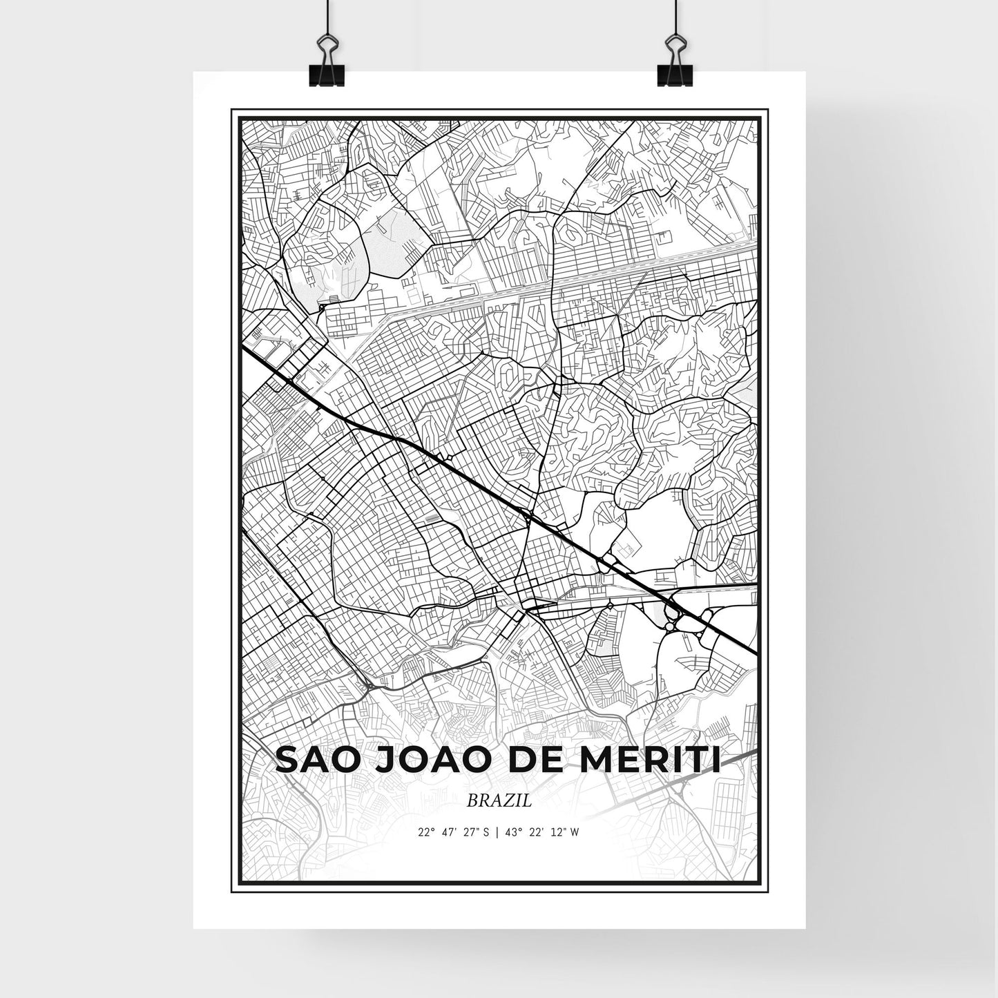 Sao Joao de Meriti Brazil - Premium City Map Poster