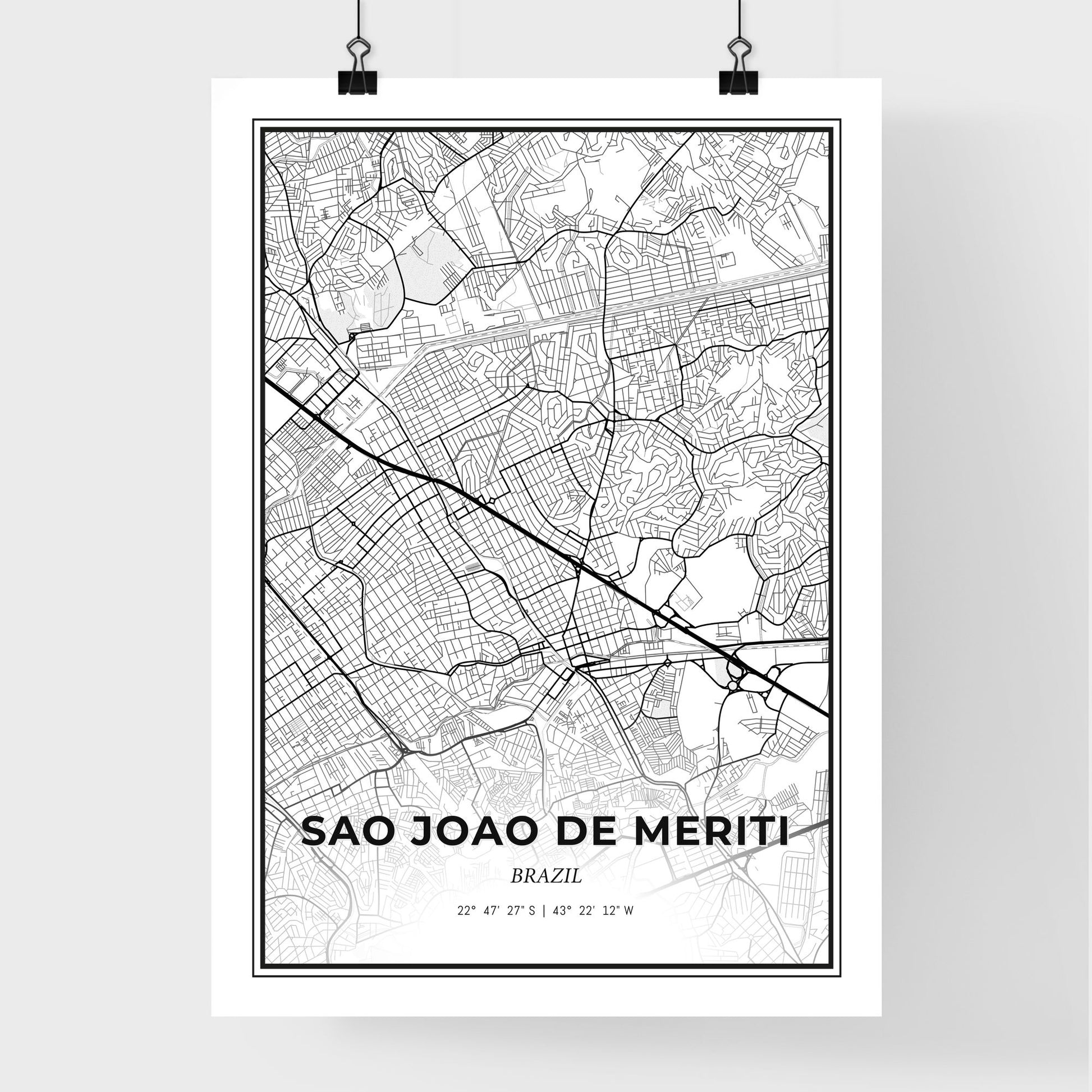 Sao Joao de Meriti Brazil - Premium City Map Poster