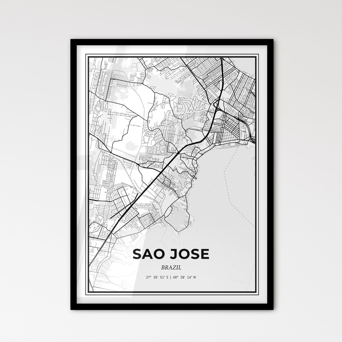 Sao Jose Brazil - Scandinavian Style City Map for Modern Home Decor