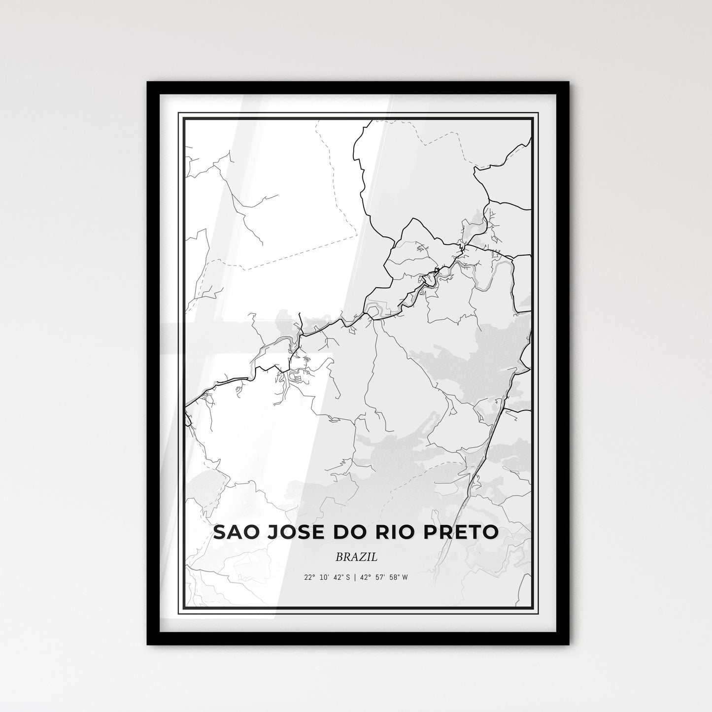 Sao Jose do Rio Preto Brazil - Scandinavian Style City Map for Modern Home Decor