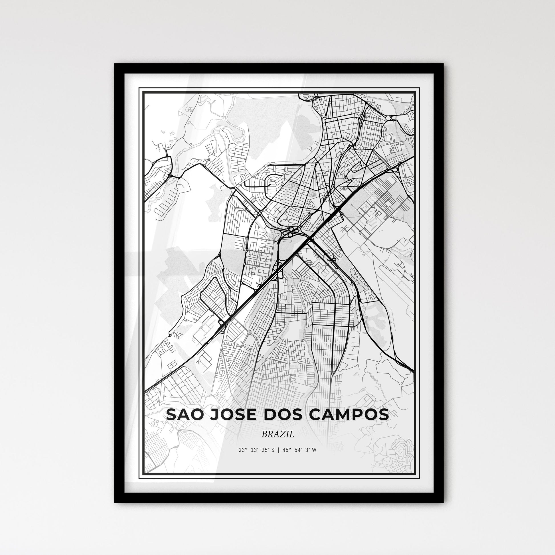 Sao Jose dos Campos Brazil - Scandinavian Style City Map for Modern Home Decor