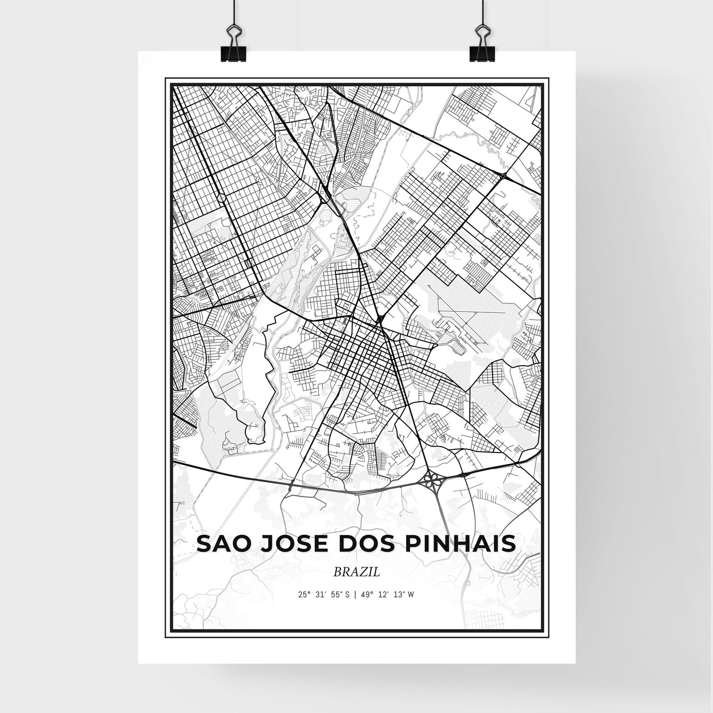 Sao Jose dos Pinhais Brazil - Premium City Map Poster