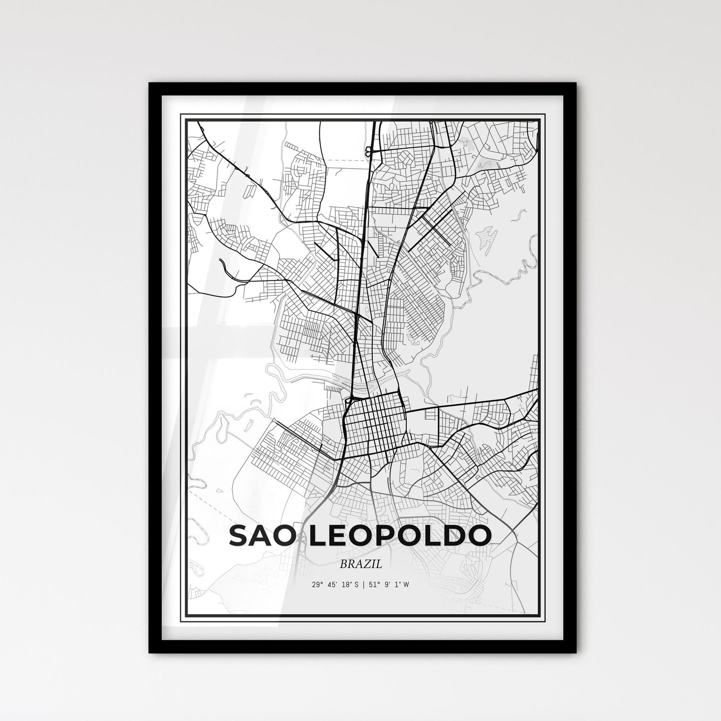 Sao Leopoldo Brazil - Scandinavian Style City Map for Modern Home Decor