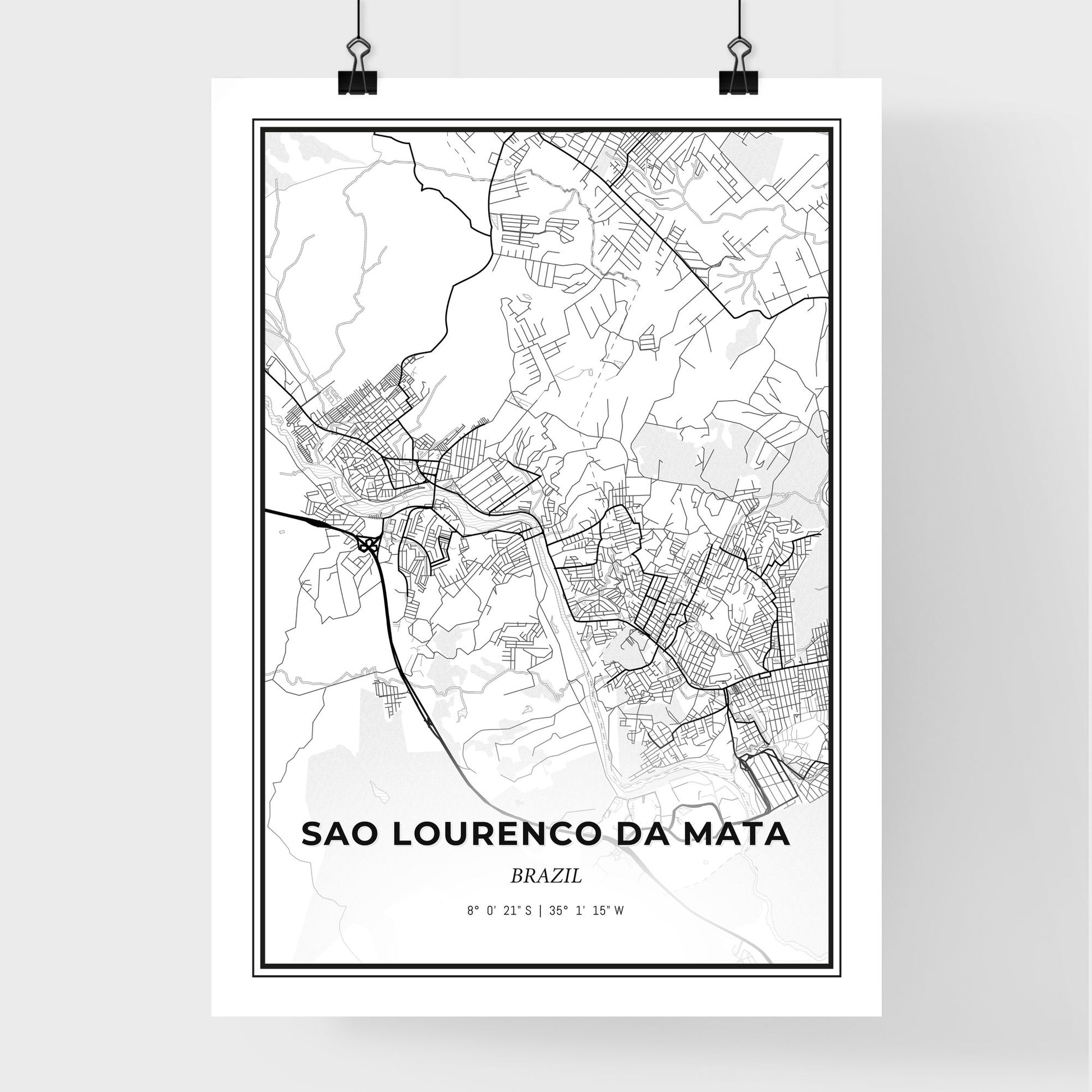 Sao Lourenco da Mata Brazil - Premium City Map Poster